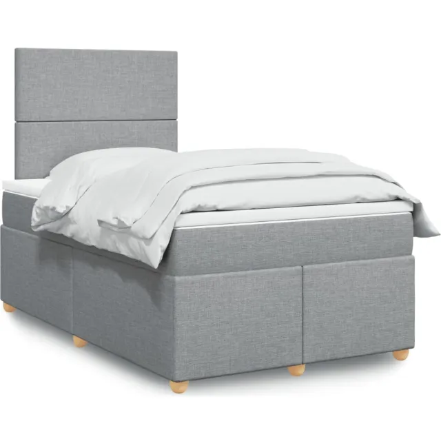 vidaXL Boxspring met matras stof lichtgrijs 120x190 cm grijs