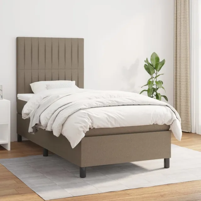 vidaXL Boxspring met matras stof taupe 90x190 cm
