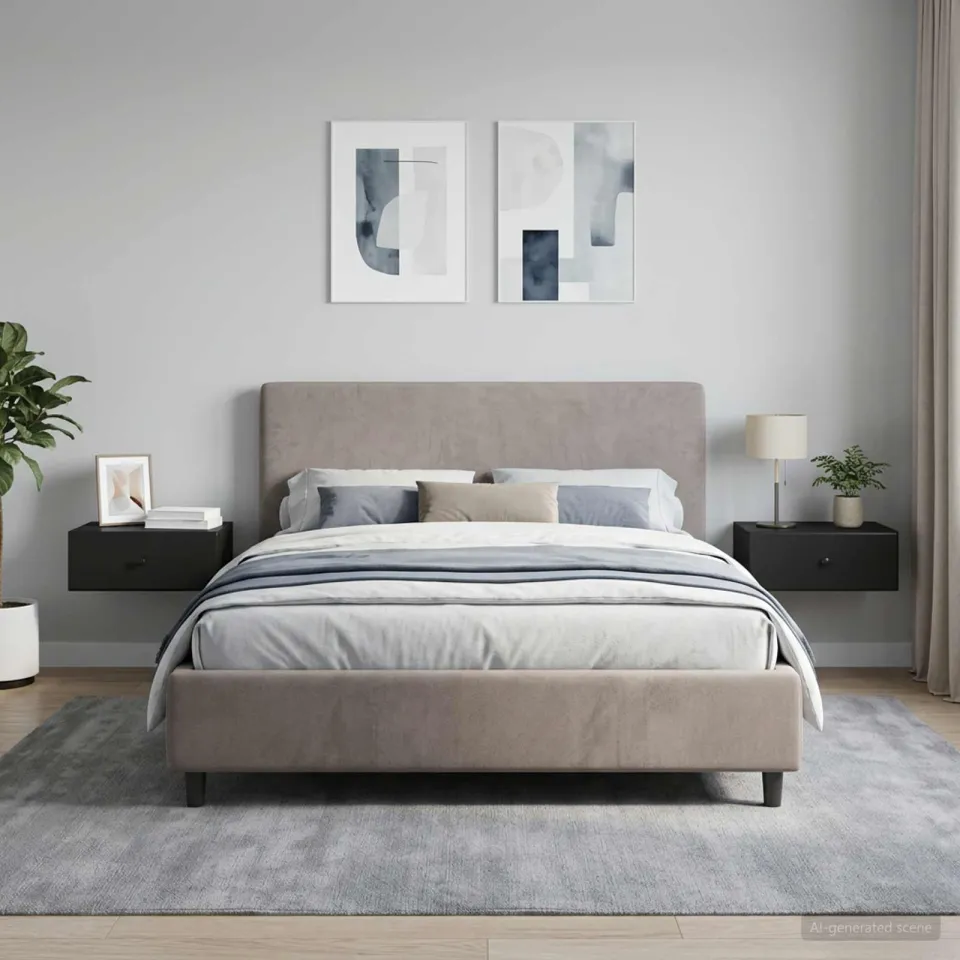 vidaXL Wandbeugel Bedkast 2 st Zwart 49 x 34,5 x 20 cm Bewerkt hout, foto 4