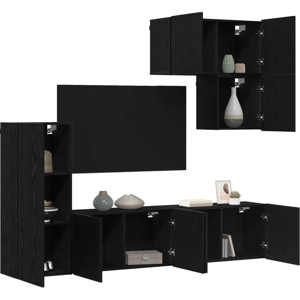 vidaXL TV-wandmeubel 5 st 240 x 30 x 183 cm Zwart Eiken, foto 3