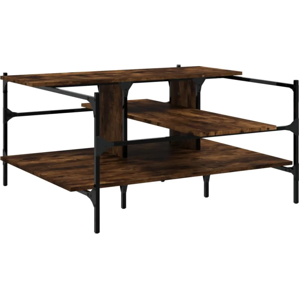 vidaXL Salontafel 100x100x48,5 cm bewerkt hout gerookt eikenkleurig, foto 4