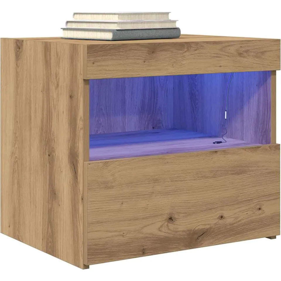 vidaXL Nachtkastje Artisan Eiken 50 x 40 x 45 cm Bewerkt hout Bruin