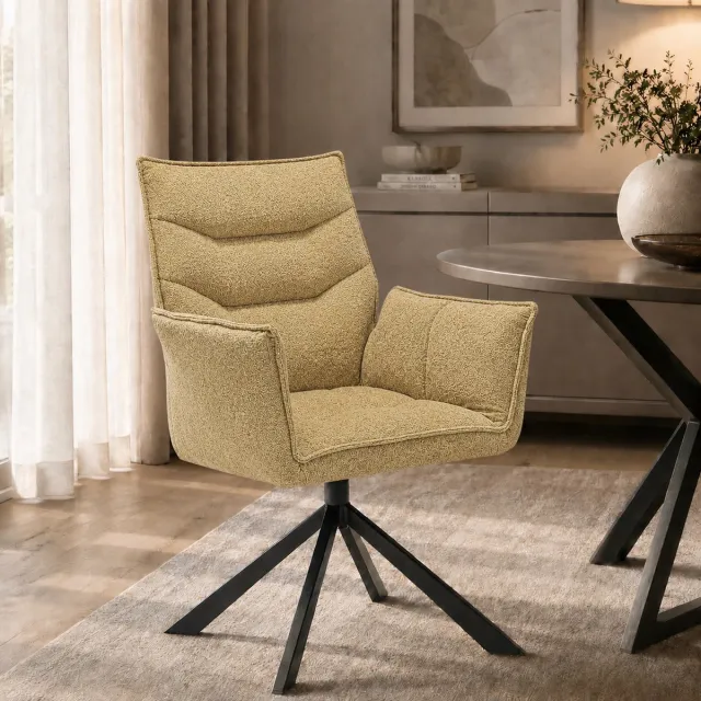 The Seats Eetkamerstoel Dani - 360 graden draaibaar - OTE Cloud Stof - Geel