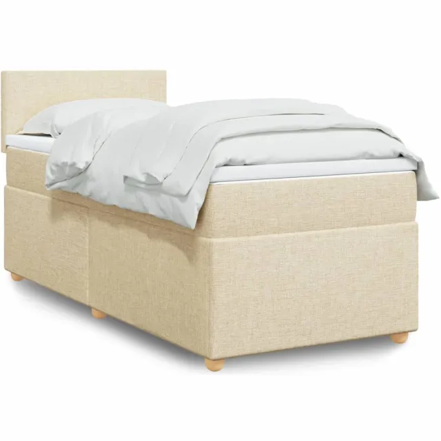 vidaXL Boxspring met matras stof crèmekleurig 90x190 cm
