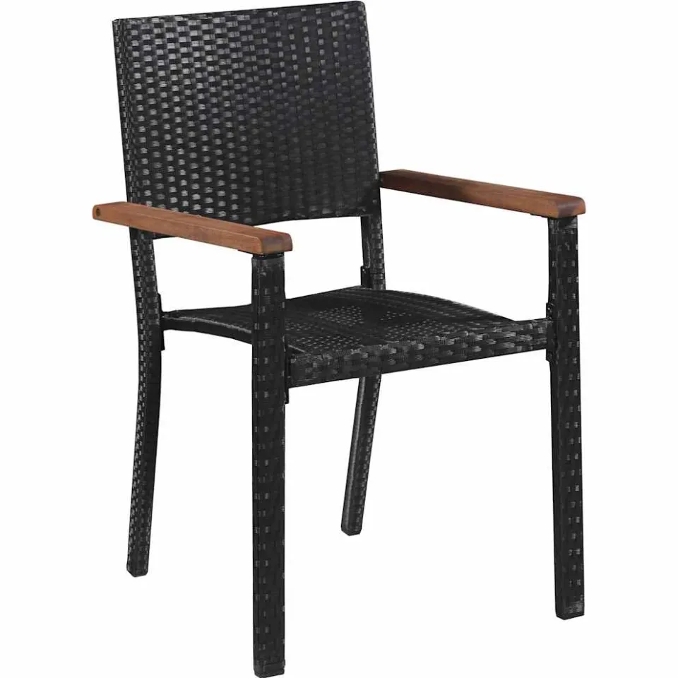 vidaXL 5-delige Tuinset poly rattan en acaciahout zwart, foto 3