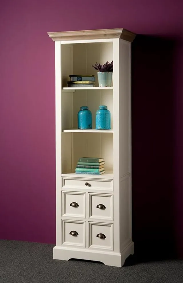 Tower Living Boekenkast Fleur - Wit Hout - 66x40x191cm