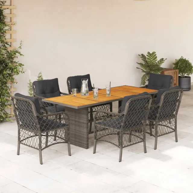 vidaXL 7-delige Tuinset met kussens poly rattan grijs, foto 2