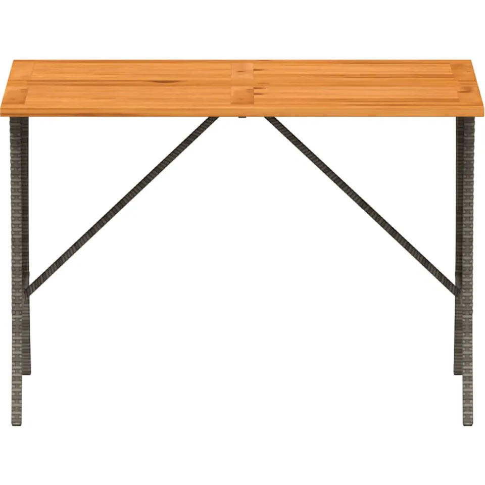 vidaXL Tuintafel met acaciahouten blad 105x75x72 cm poly rattan grijs, foto 4