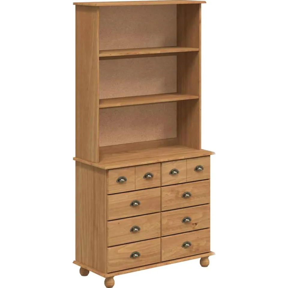 vidaXL Hutch ASKIM Honing Wax 91 x 40 x 184 cm Massief grenenhout Bruin
