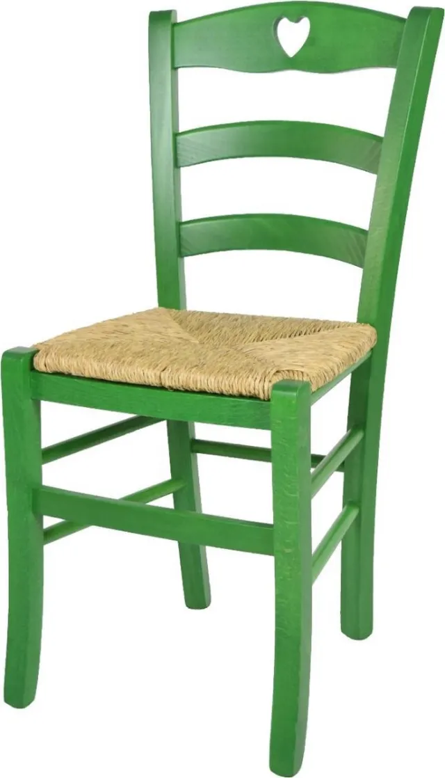 t m c s Tommychairs Cuore - Eetkamerstoel - 1 Stuk - Groen - Rotan & Hout