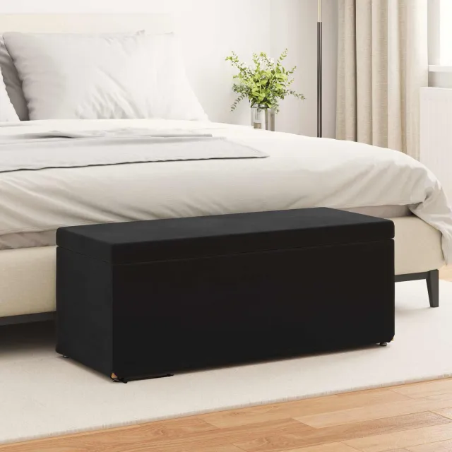 vidaXL Kruk Zwart 101 x 41 x 40 cm Velvet en Gefabriceerd Hout, foto 2