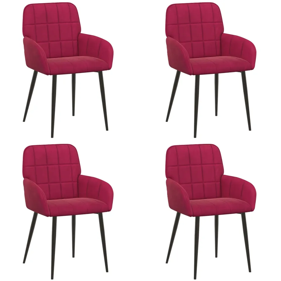 vidaXL Eettafelstoelen 4 st fluweel Wijnrood 56.5 x 50 x 85 cm, foto 3