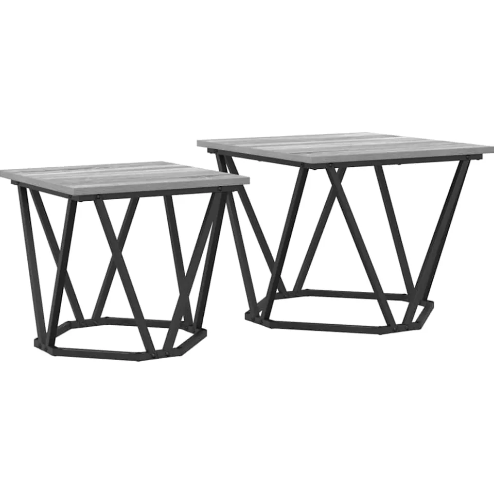 vidaXL Bijzettafelset 2 st Grijs Sonoma 50 x 50 x 40 cm, foto 3