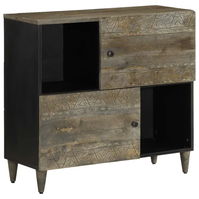 vidaXL Dressoir 80x33x75 cm massief mangohout Zwart