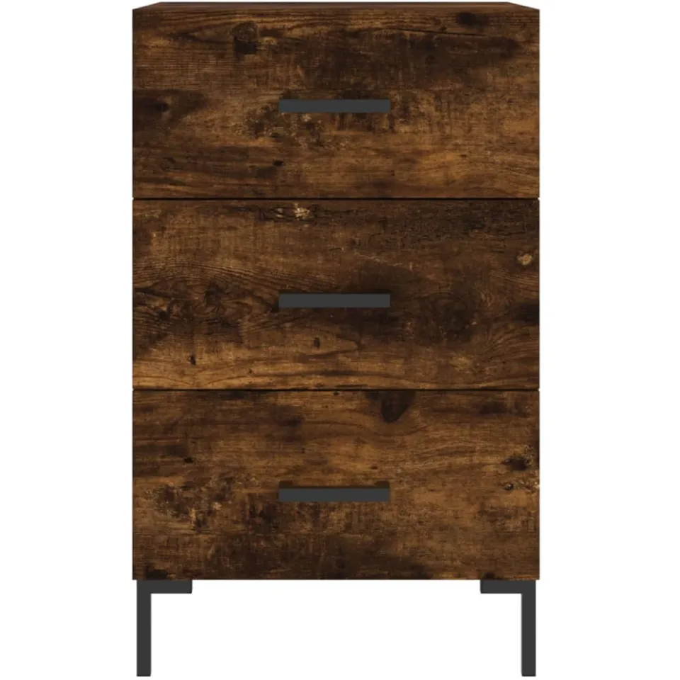 vidaXL Nachtkastje 40x40x66 cm bewerkt hout gerookt eikenkleurig