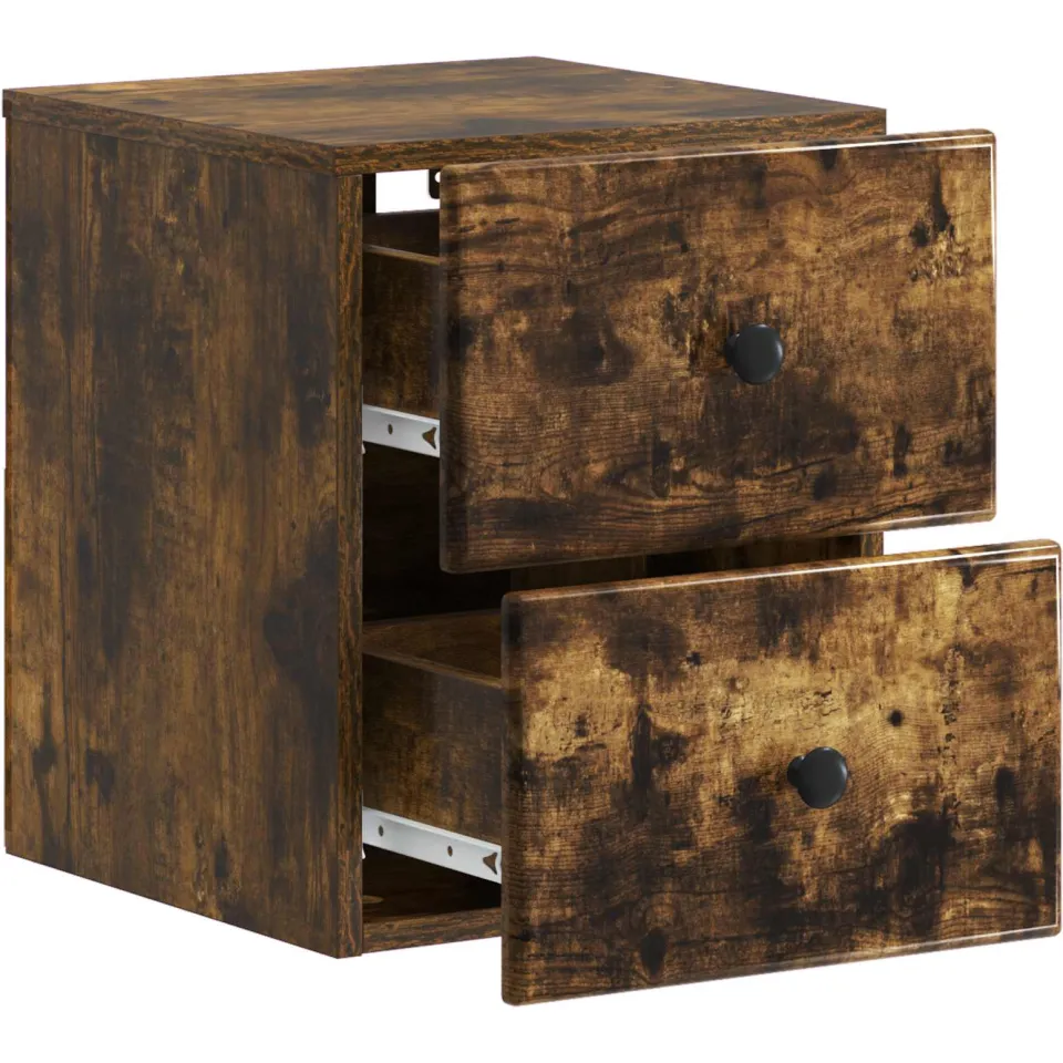 vidaXL Wandbeugel Bedkast Gerookt eiken 34,5 x 33 x 40 cm Bewerkt hout, foto 3
