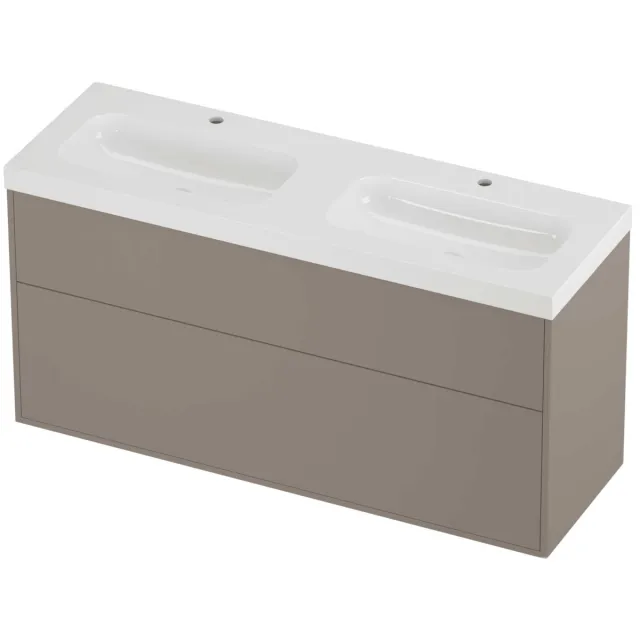 Proline Haga Badmeubelset Polystone Mezza 2 Laden 140x46x73 cm Glans Wit Clay Beige