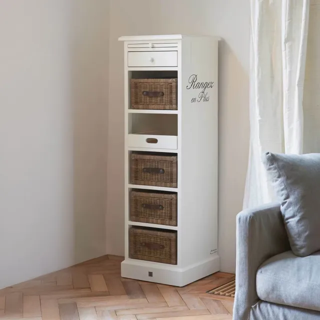 Rivièra Maison Rangez en Plus ladekast wit met rattan laden, foto 2