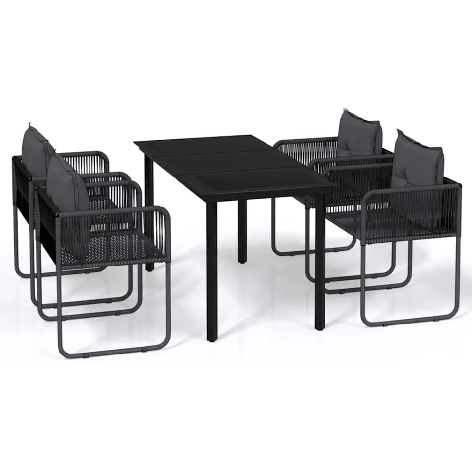 vidaXL 5-delige Tuinset zwart