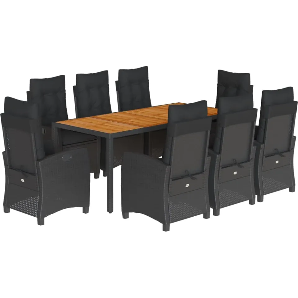 vidaXL 9-delige Tuinset poly rattan zwart, foto 3