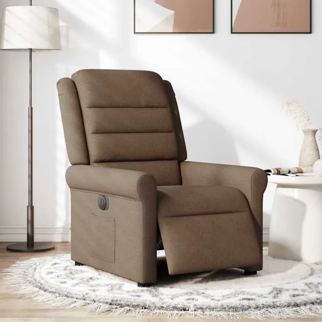 vidaXL Fauteuil verstelbaar elektrisch stof bruin