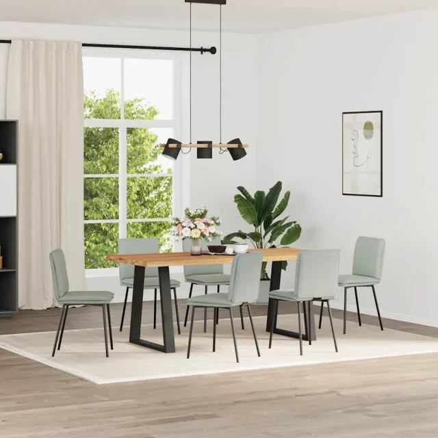 vidaXL Eetkamerstoelen 6 st fluweel lichtgrijs grijs, foto 2