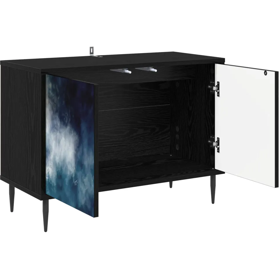 vidaXL Tv-meubel RAALTE 69 x 33 x 50,5 cm Zwart eiken Bewerkt hout