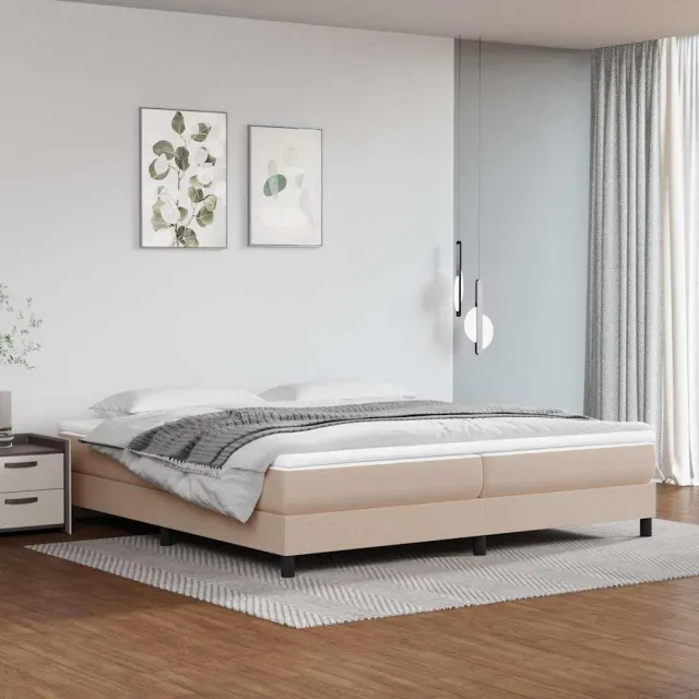 vidaXL Boxspring met matras kunstleer cappuccinokleurig 200x200 cm bruin