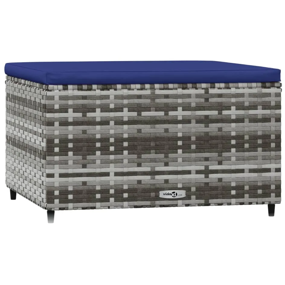 vidaXL Voetensteunen 2 st met kussens poly rattan grijs, foto 3