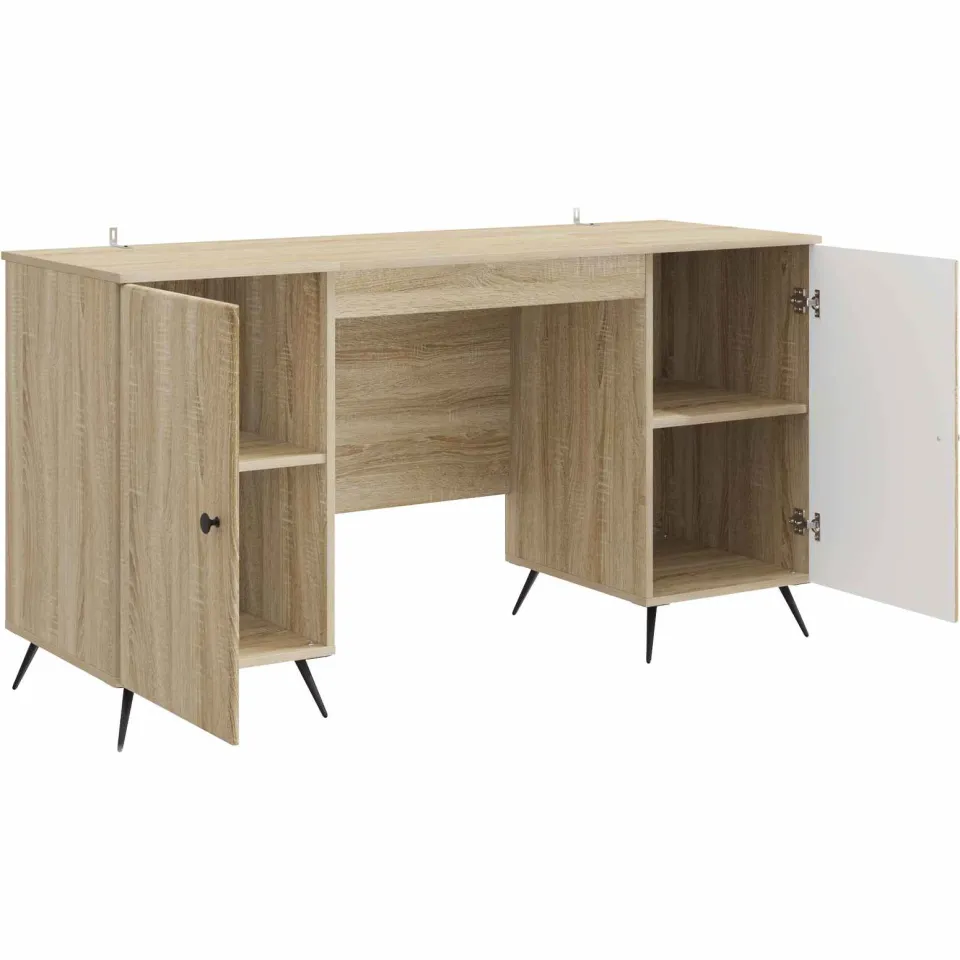 vidaXL Bureau Sonoma Eiken 142,5 x 50 x 75 cm Bewerkt hout, foto 3