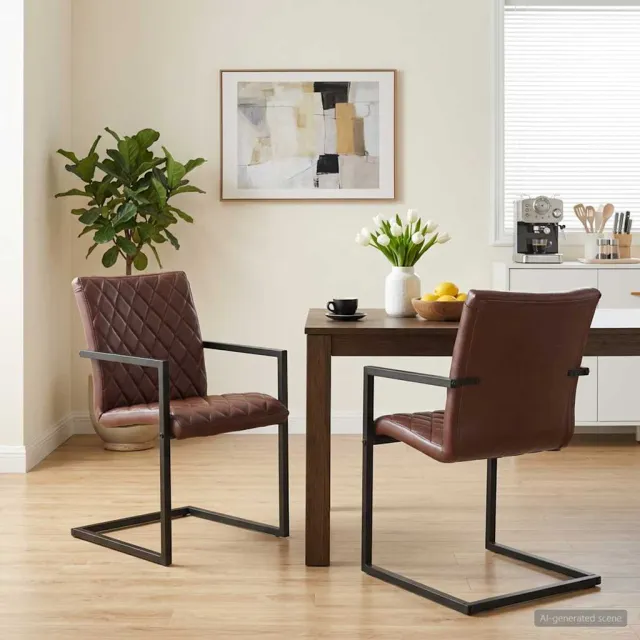 vidaXL Eetkamerstoelen 2 st echt leer bruin, foto 2
