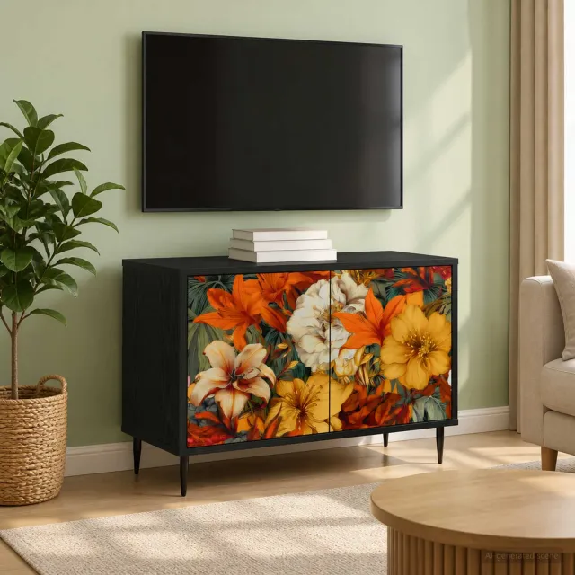 vidaXL Tv-meubel GENNEP 69 x 33 x 50,5 cm Zwart eiken Bewerkt hout, foto 2