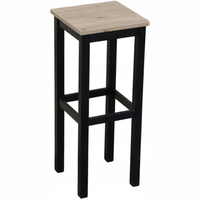 Metdrew Hoge barkruk 80 cm zwart met eiken zitting - Modern design