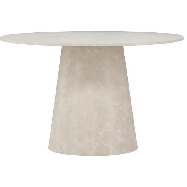 Nest living Trude houten eettafel beige marmerlook - Ø 120 cm