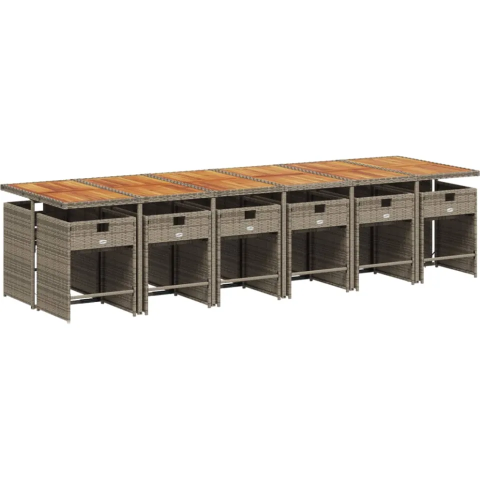 vidaXL 13-delige Tuinset met kussens poly rattan grijs, foto 3