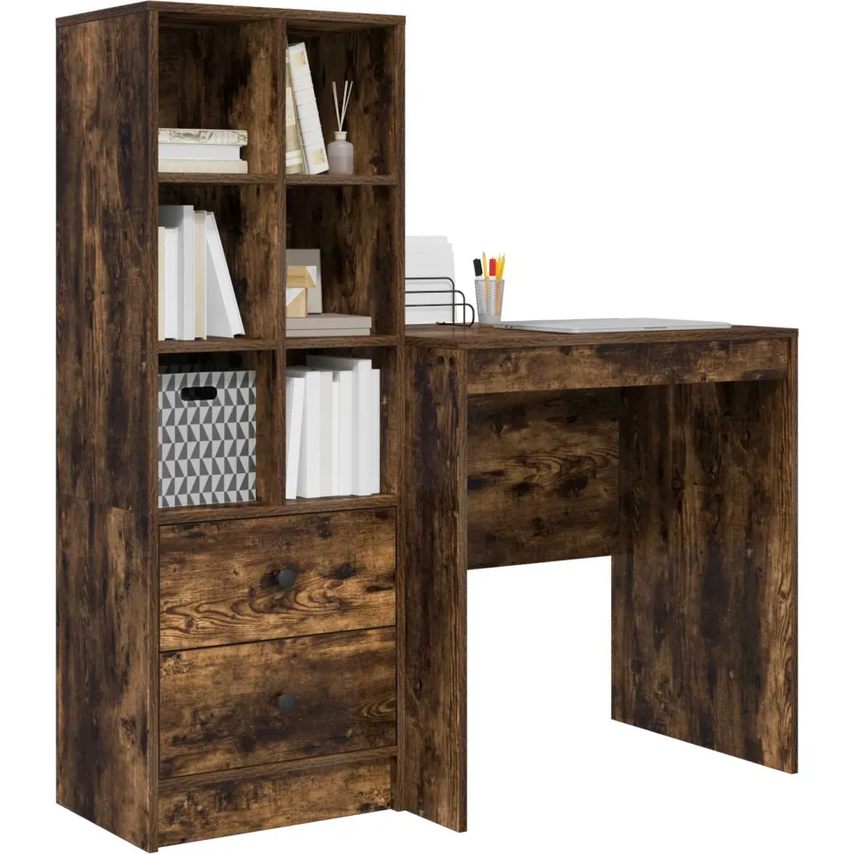 vidaXL Bureau Gerookt eiken 115,5 x 50 x 127 cm 2 st Bruin