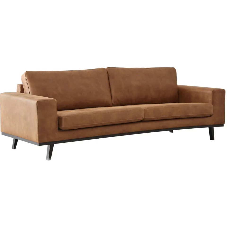 NOUS Living leren 3-zitsbank Torino - cognac, foto 3
