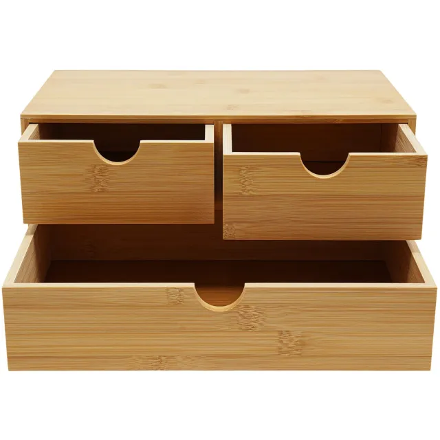 Happiq Bureau Lade Organiser - Voor Kantoor Thuis - Mini Opberglades - Bamboe 2 Boven 1 Onder Hout