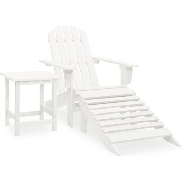 vidaXL Tuinstoel Adirondack met voetenbank tafel massief vurenhout wit, foto 2