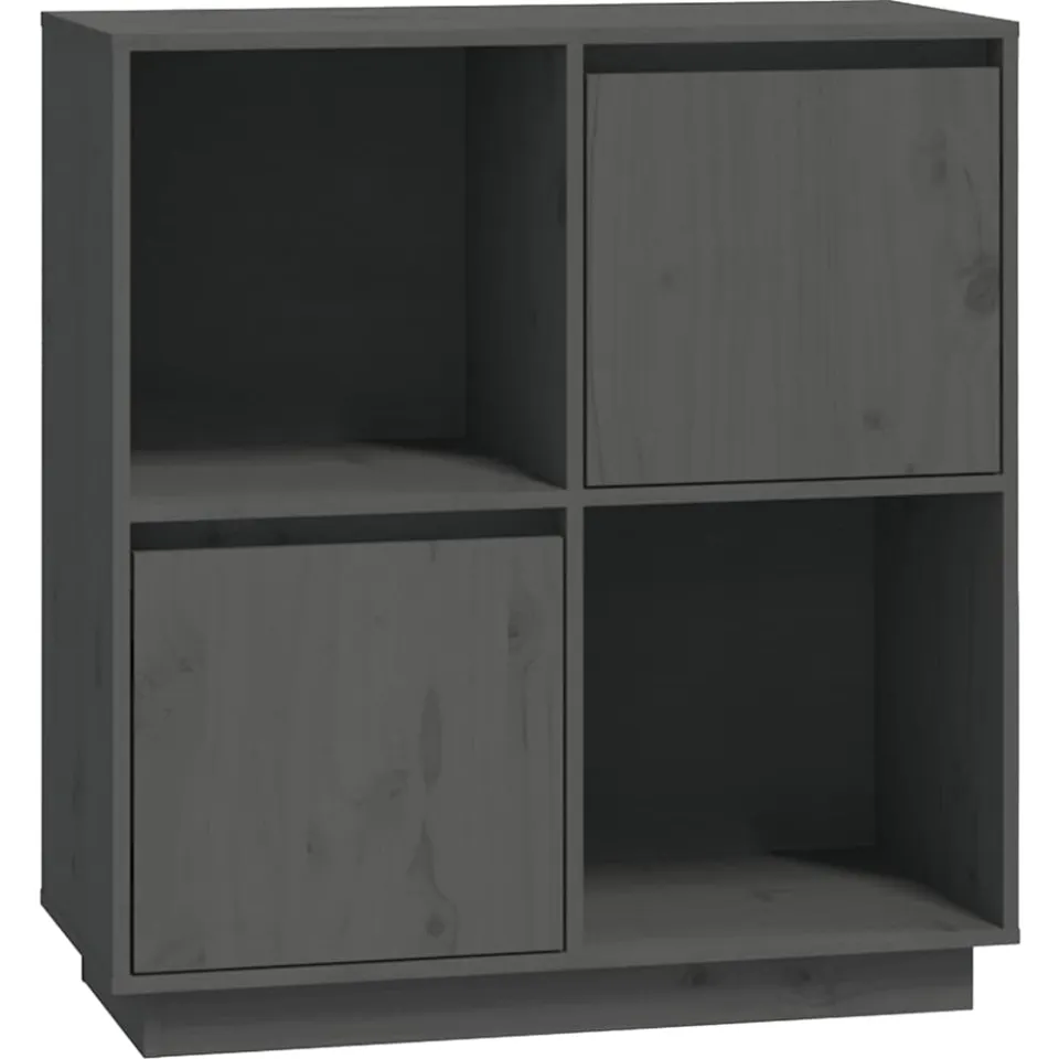 vidaXL Dressoir 74x35x80 cm massief grenenhout grijs