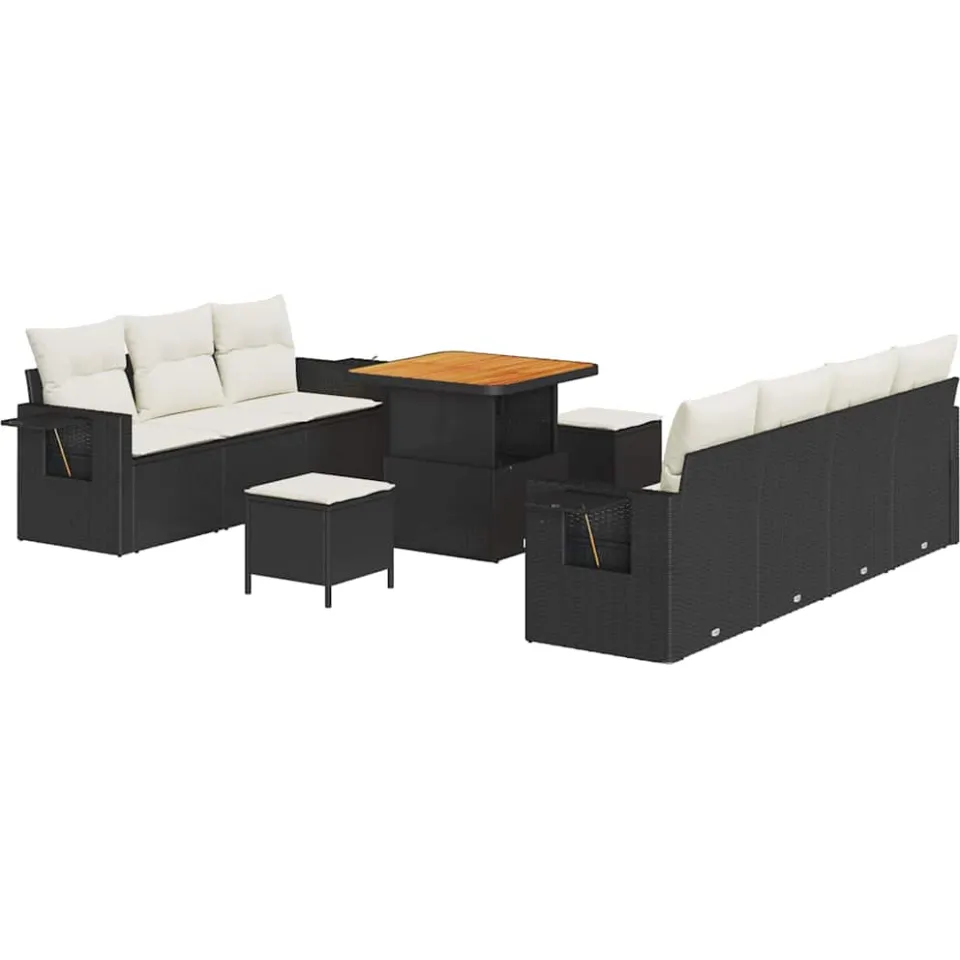 vidaXL Tuin Sofa Set 10 st Zwart poly rattan, foto 4