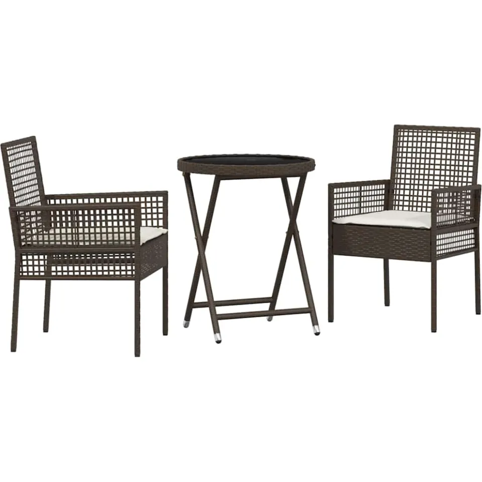 vidaXL Tuin Bistro Set 3 st Bruin poly rattan