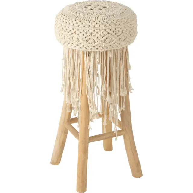 J-Line stoel Fringes Macrame - hout - wit