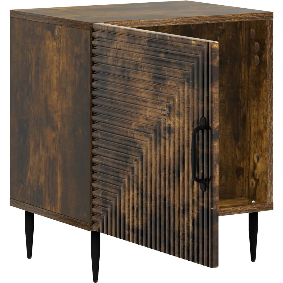 vidaXL Nachtkastje Gerookt eiken 43 x 34,5 x 50 cm Bewerkt hout, foto 3