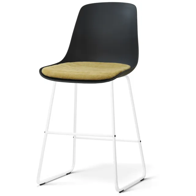 Nolon Nino-Liv barkruk zwart met warm oker zitkussen - wit onderstel - 65 cm