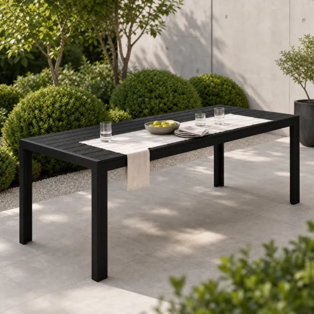 CHICFURN Tuintafel - Weerbestendig - Aluminium frame - Zwart