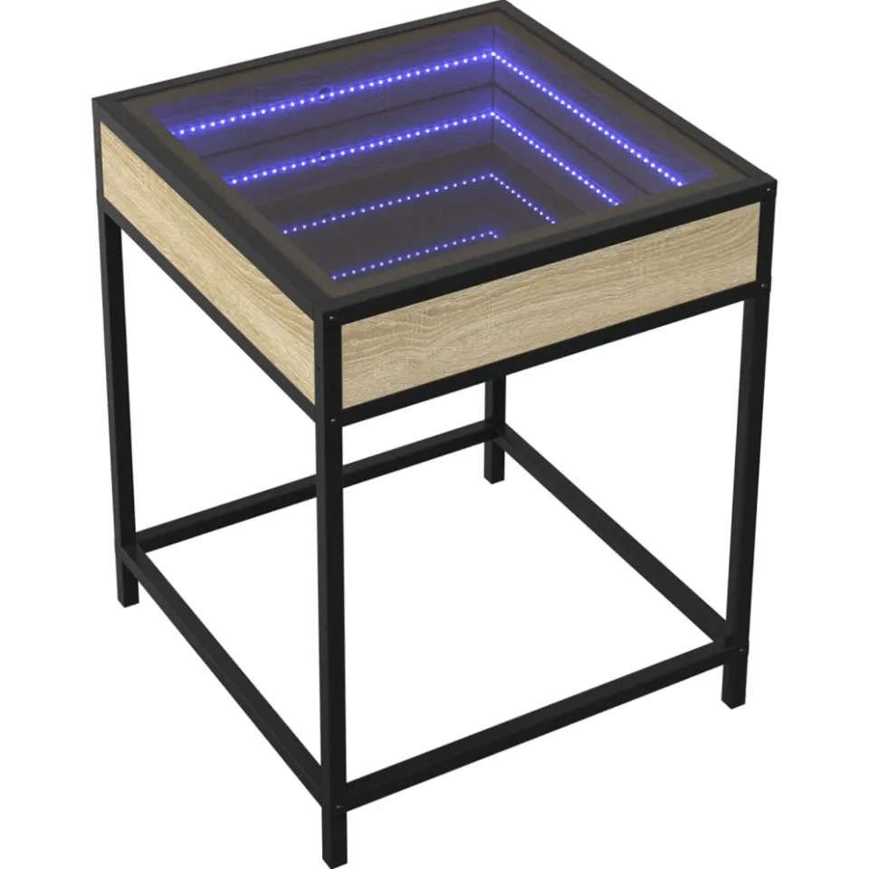 vidaXL Nachtkastje met Infinity LED 40x40x51 cm sonoma eikenkleurig Bruin