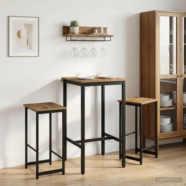 vidaXL Barkruk 2 st Artisanaal eiken 40 x 32 x 64 cm Bewerkt hout Bruin