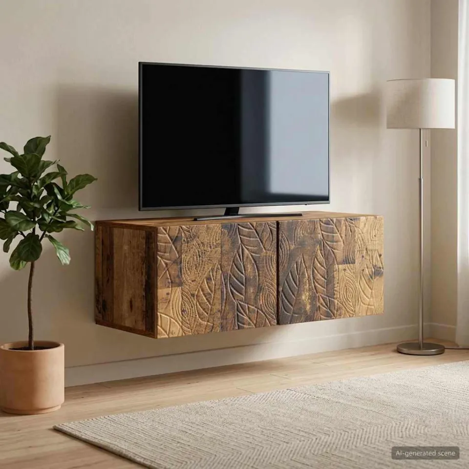 vidaXL Wandbeugel TV-kast 98 x 31 cm Oud hout Bewerkt hout bruin, foto 2