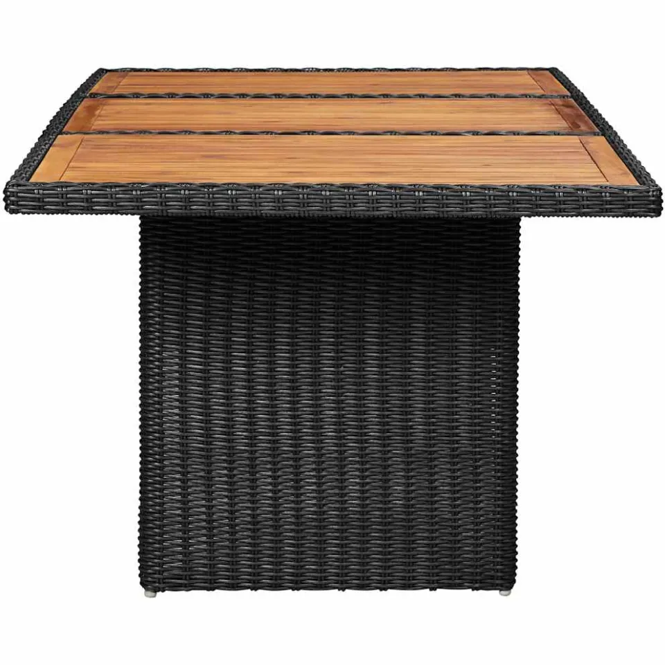 vidaXL Tuintafel 200x100x74 cm poly rattan zwart, foto 3